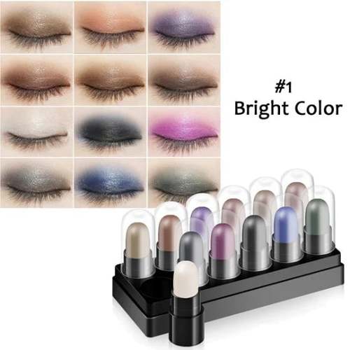 Long Lasting Waterproof 12-Color Eyepen Glitter Shimmer Eye Shadow Pen Set