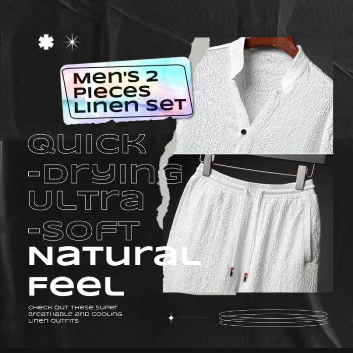 Men's 2 Pieces Linen Set Summer Outfits