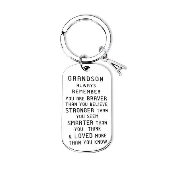 To My Grandson Granddaughter  Gift Lettering Keychain
