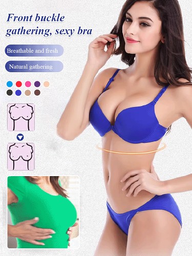 Front Button Gathering Sexy Bra