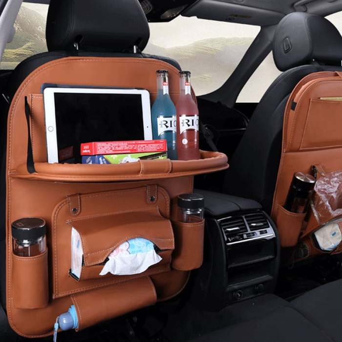 2024 Car Rear Seat Leather Storage Bag