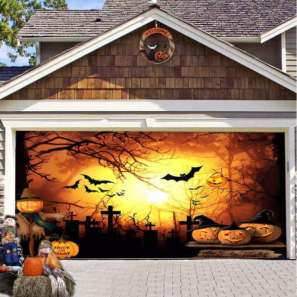 2024 Halloween Garage Door Panorama Fabric Decoration