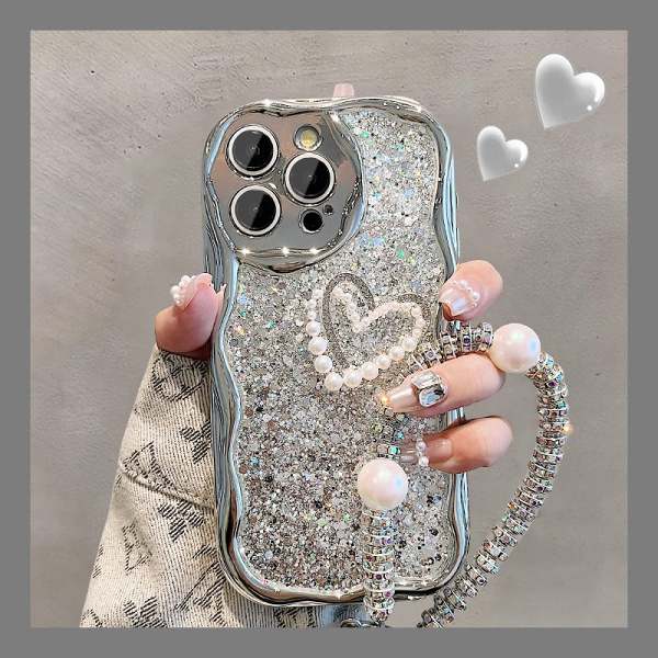 Light Luxury Glitter Sequins Pearl Chain Case for iPhone
