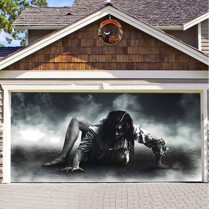 2024 Halloween Garage Door Panorama Fabric Decoration