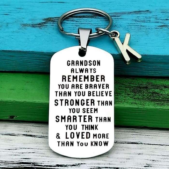 To My Grandson Granddaughter  Gift Lettering Keychain