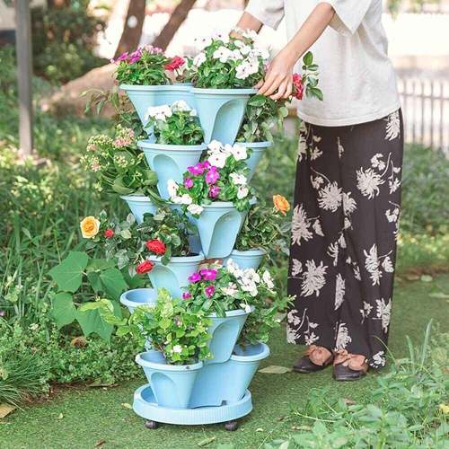 Plant Festival Special 40%OFF-Garden Stand Stacking Planters Strawberry Planting Pots