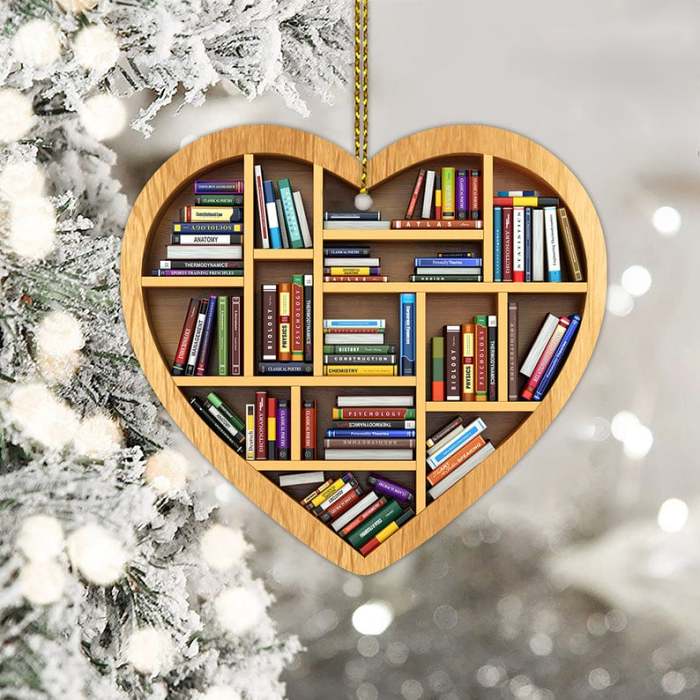 Book Lovers Heart Ornament(2D Flat)