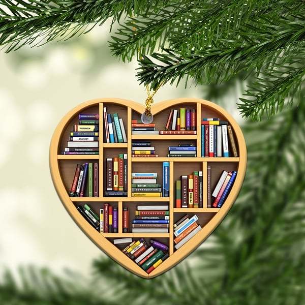 Book Lovers Heart Ornament(2D Flat)