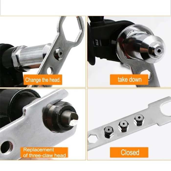 Professional Rivet Gun Adapter Kit with 4Pcs Nozzle Bolts