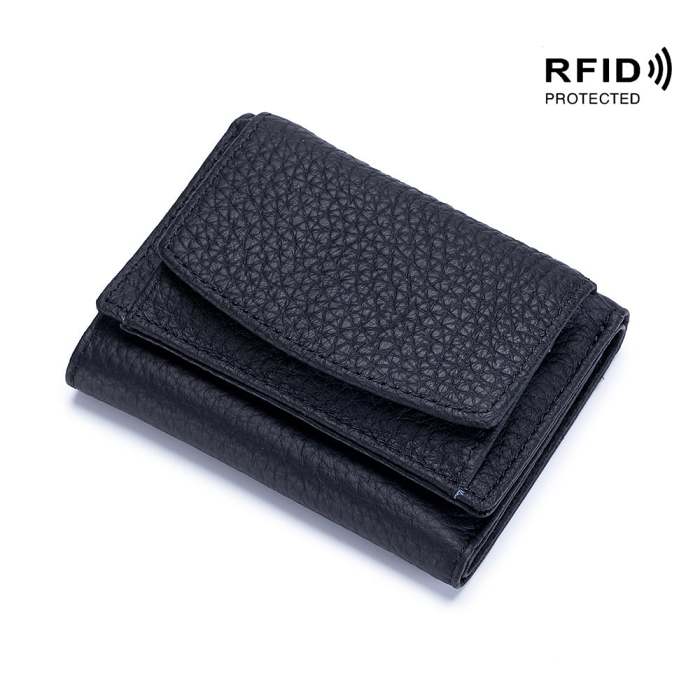 2023 New Genuine Leather RFID Blocking Card Holder Organizer Pocket Mini Wallet