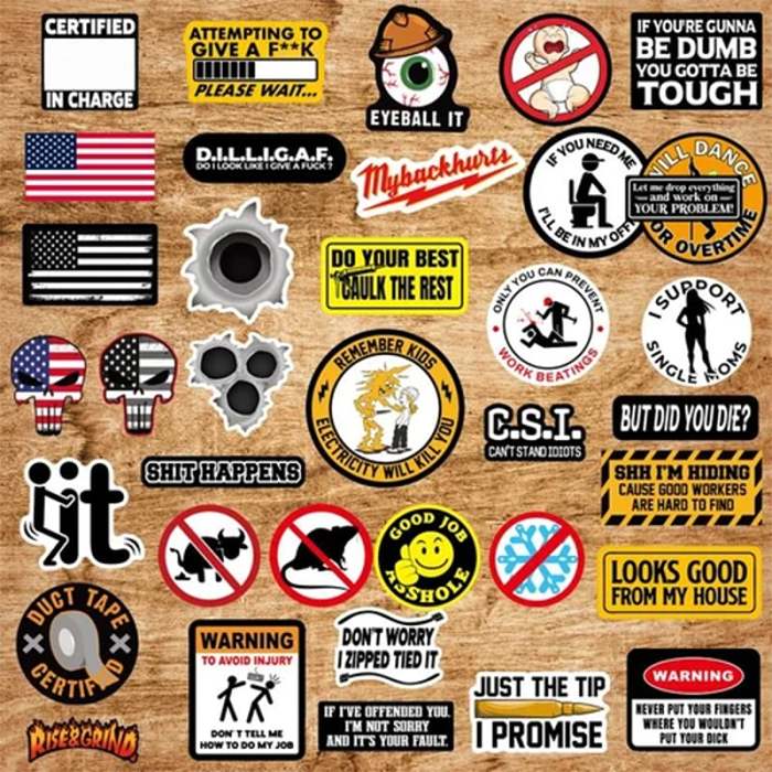 150pcs Hard Hat Stickers Pack(DIRTY) - Perfect for Helmets, Toolboxes..
