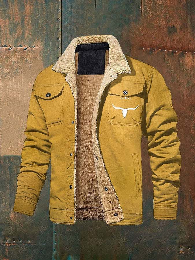 Men's retro western winter fleece jacket