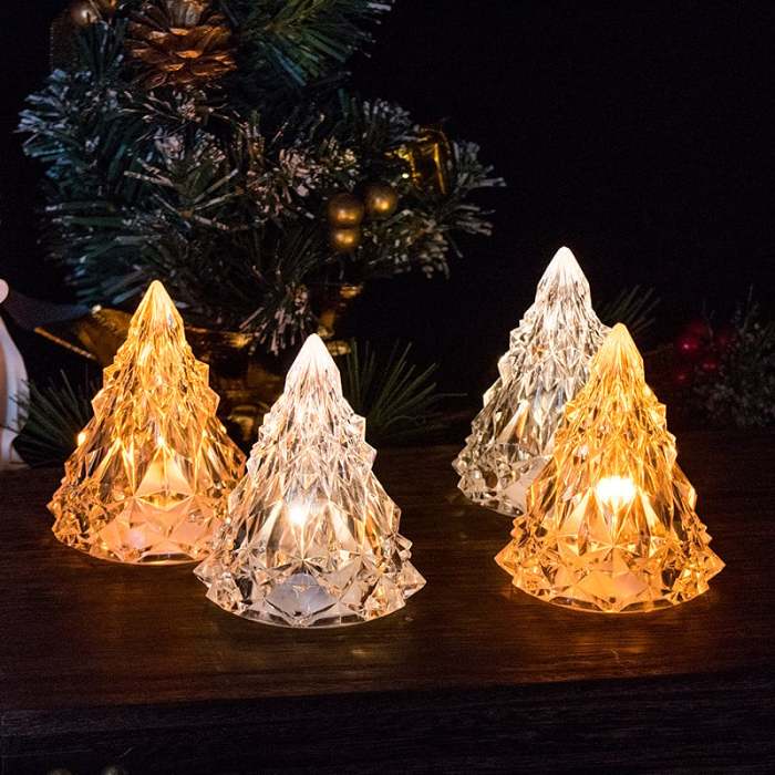 Night Light Crystal Mini Tree Light Flameless LED
