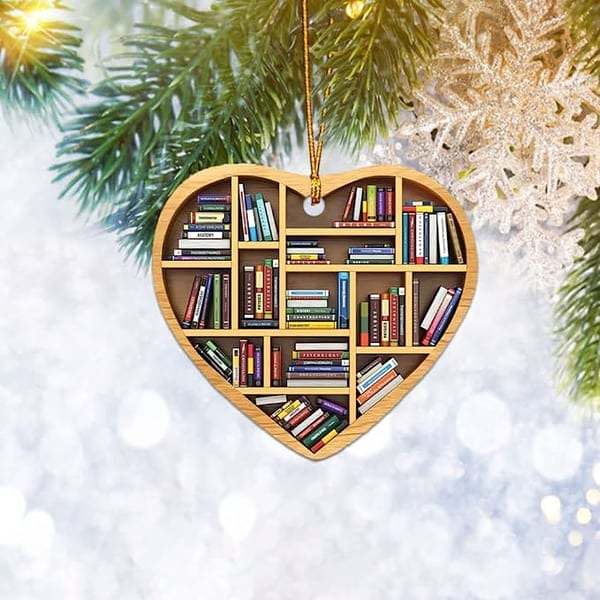 Book Lovers Heart Ornament(2D Flat)