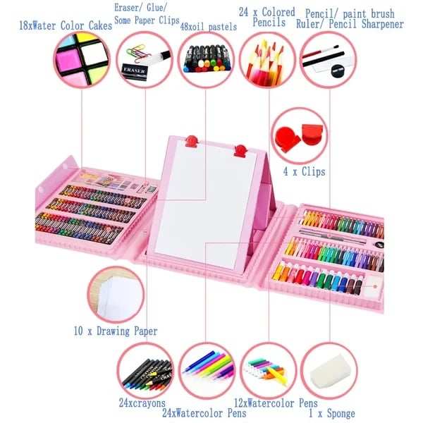 Deluxe 6-In-1 Art Creativity Set (The Best Present For Kids)