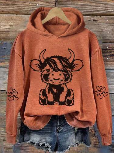 Lssiger Highland Cow-Kapuzenpullover für Damen