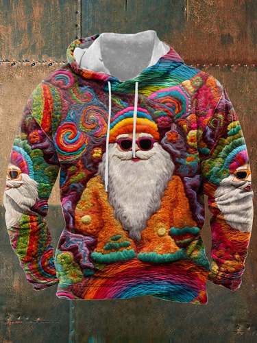 Men's Vintage Colorful Santa Hoodie