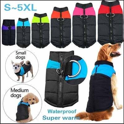 Winter Warm Waterproof Dog Vest with Zipper (Size S-7XL)