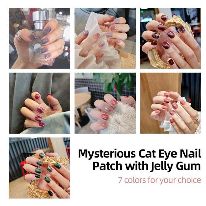 Mysterious Cat Eye Nail Patch with Jelly Gum(24PCS)