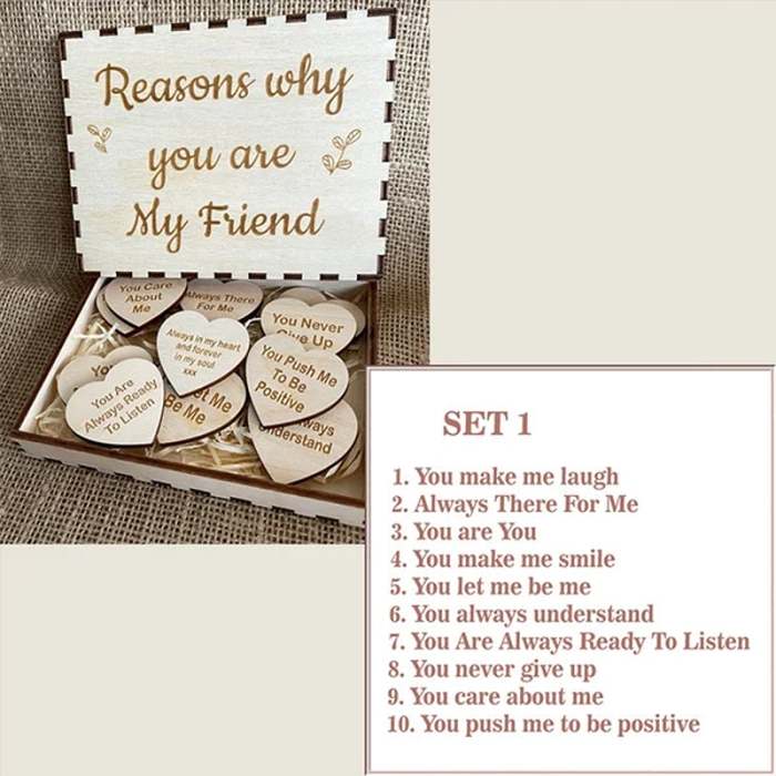 (49% OFF)Why You Are My Friend Wooden Box and Heart Tokens