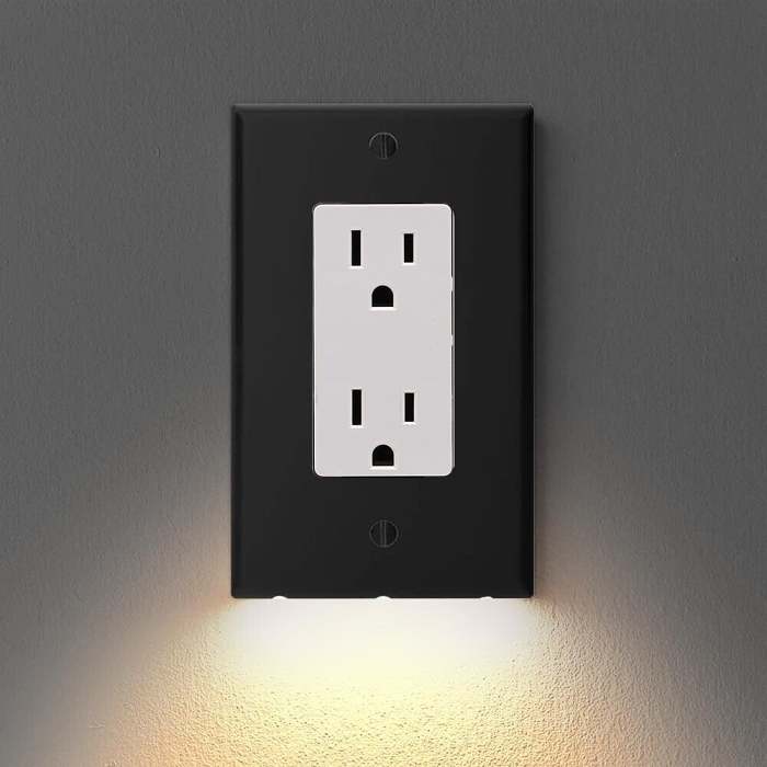 Outlet Wall Plate With Night Lights-No Batteries or Wires