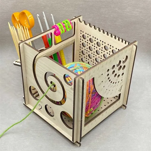 -All-in-one Wooden Yarn Bowl