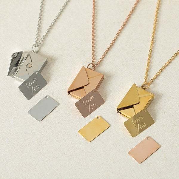 Secret Message Envelope Pendant Necklace