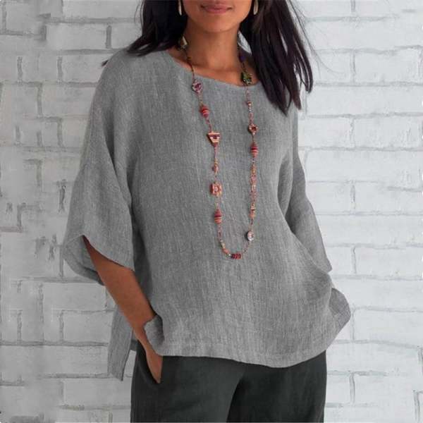 Spring 2023 fashion solid color cotton linen top
