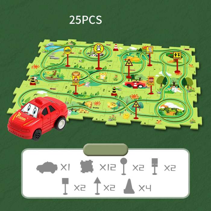 Children's Educational Puzzle Track Car Play Set