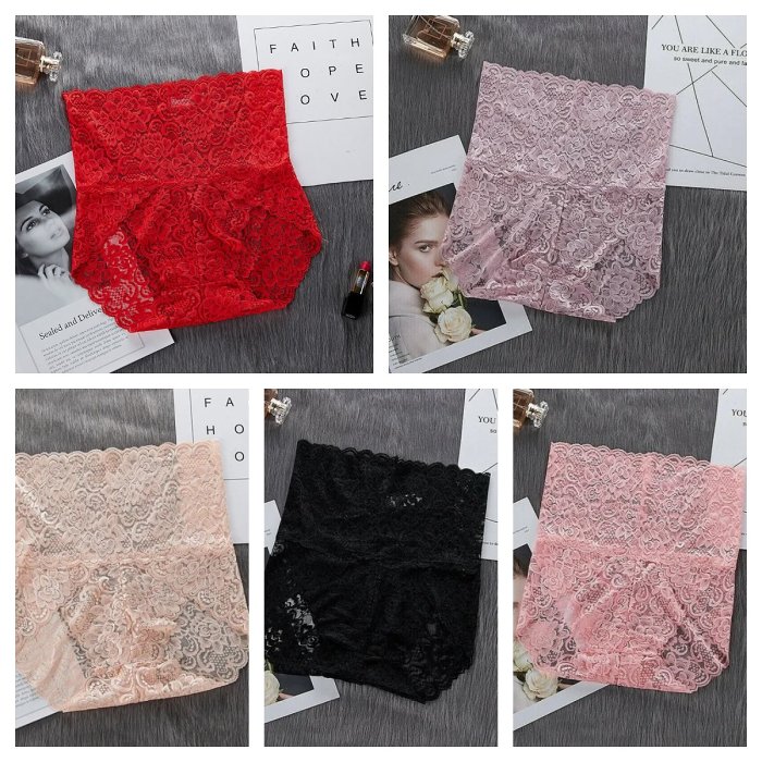 5 PCS SET - Sexy High Waist Pretty Lace Panties