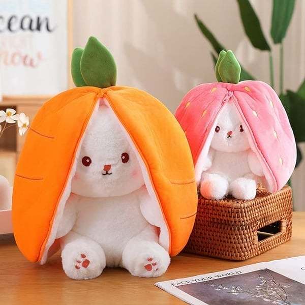 Strawberry Bunny Transformed into Little Rabbit Fruit Doll Plush Toy(Ornaments)