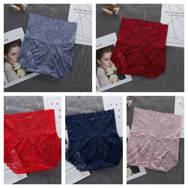 5 PCS SET - Sexy High Waist Pretty Lace Panties
