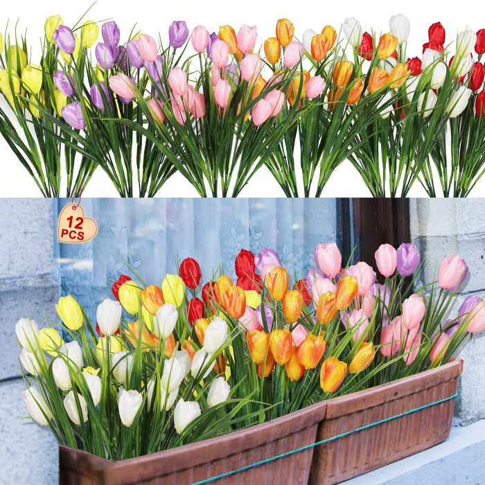 Outdoor Artificial Tulips Flowers