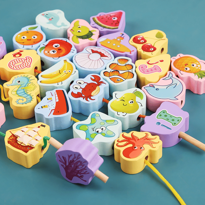 Educational Lacing Beads (106 PCS & Send storage box)