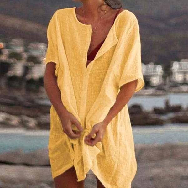 Summer Cotton Loose Short Dresses  Casual Women's  shirt