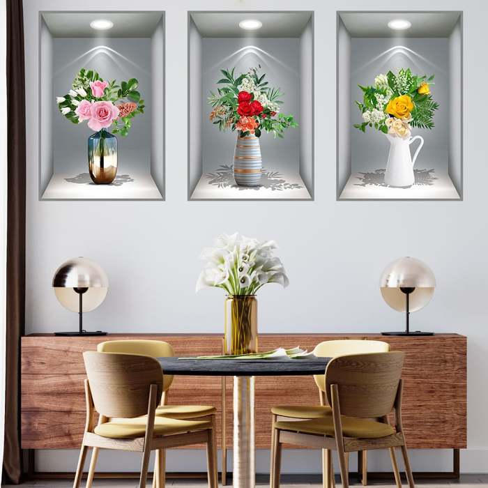 3D Flowers Vase Wall Sticker