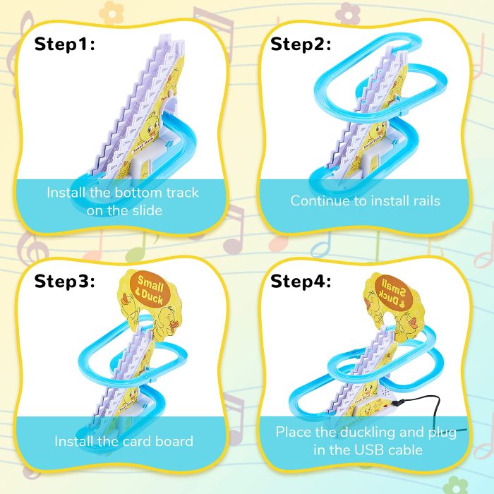 Funny Automatic Stair-Climbing Ducklings Cartoon Race Track Set