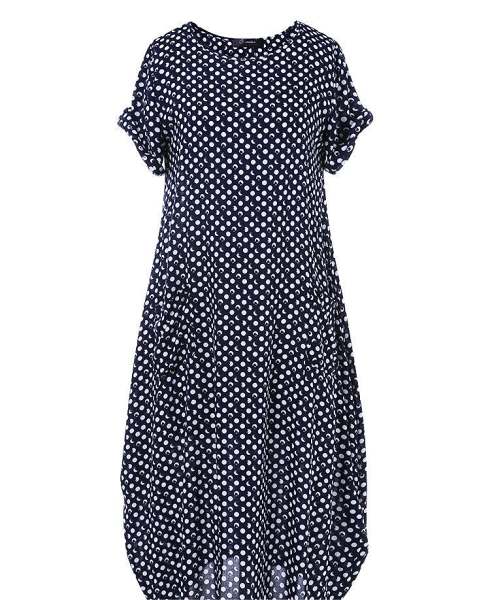 Polka Dot Print Short Sleeve Plus Size Dress