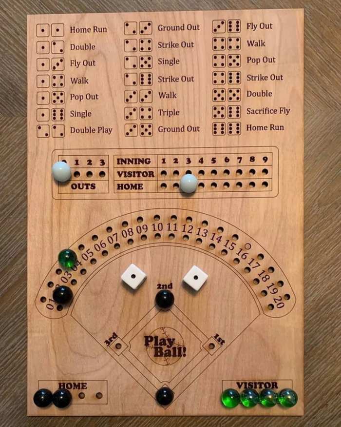 Handmade - Baseball Dice Board Game