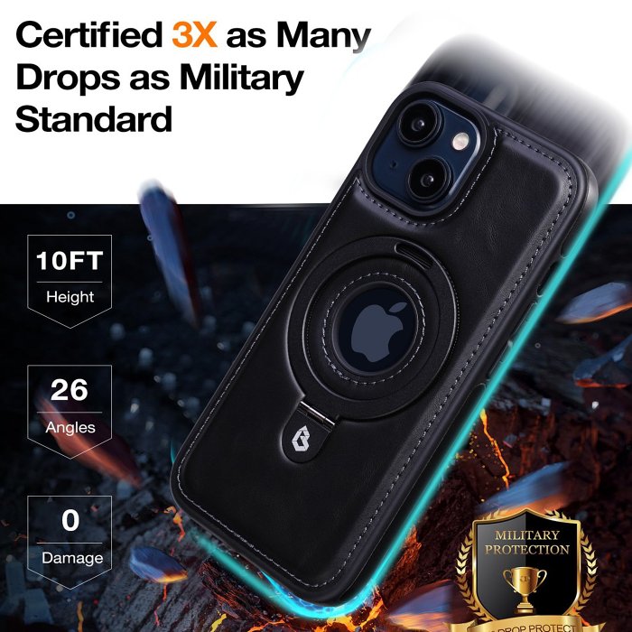 Luxurious Leather Invisible Stand iPhone Case