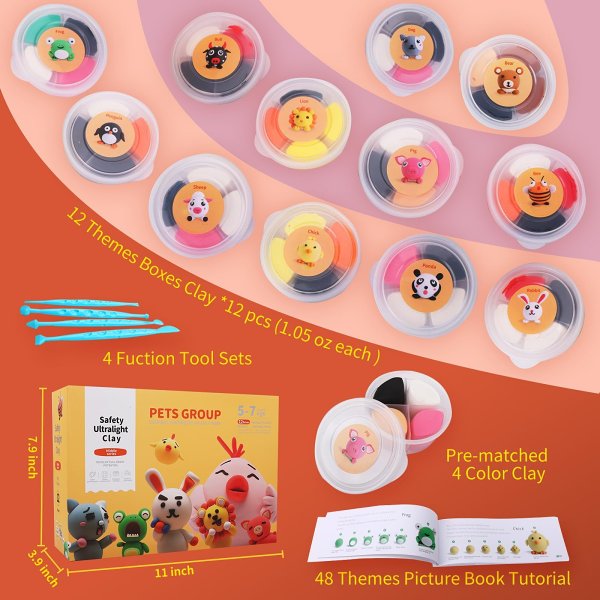 Air Dry Clay Pets Group Modeling Clay Kits for Kids