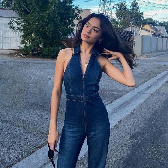 Backless Heart Cutout Denim Jumpsuit For Women