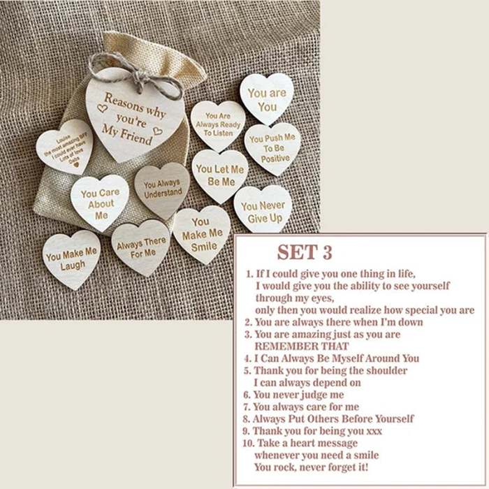 (49% OFF)Why You Are My Friend Wooden Box and Heart Tokens