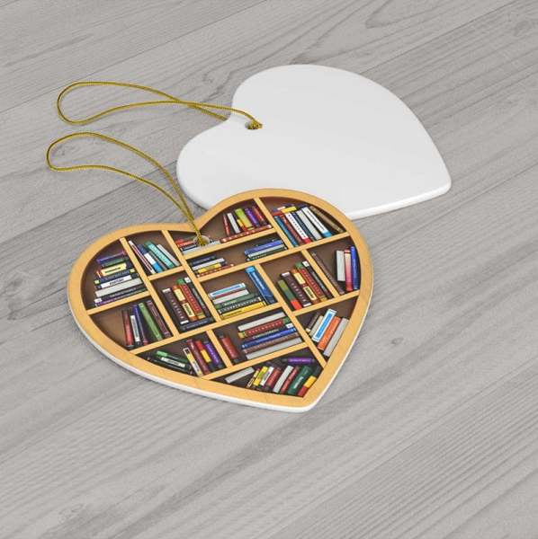 Book Lovers Heart Ornament(2D Flat)