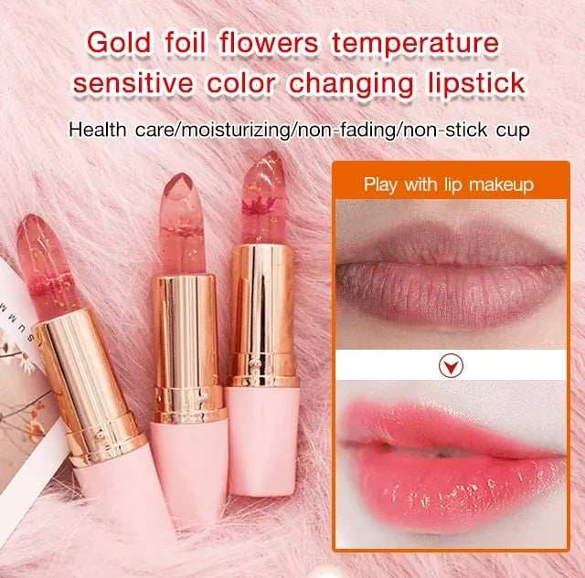 Crystal Jelly Flower Color Changing  Lipstick-BEST GIFT