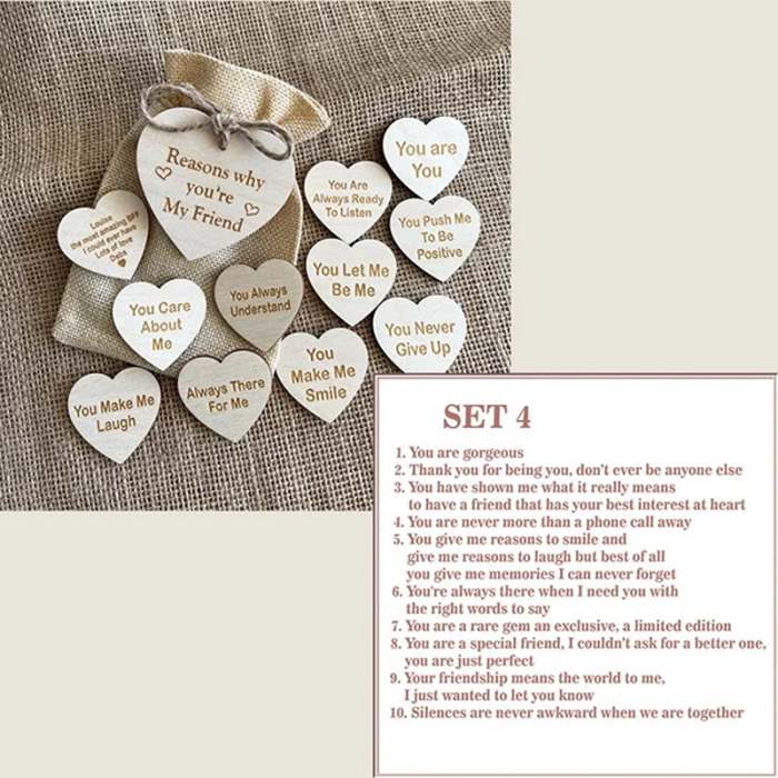 (49% OFF)Why You Are My Friend Wooden Box and Heart Tokens