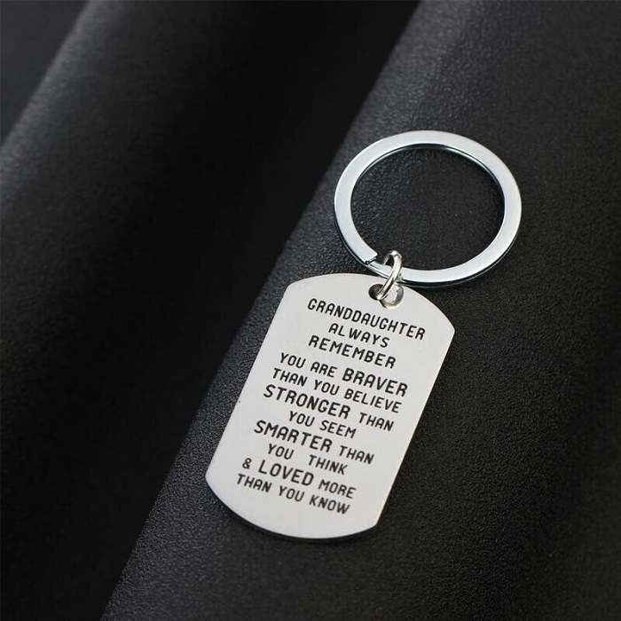 To My Grandson Granddaughter  Gift Lettering Keychain