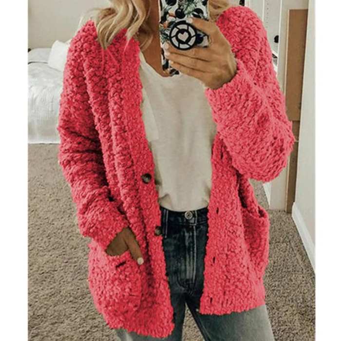 Autumn And Winter Plus Size Cardigan Casual Velvet Short Jacket