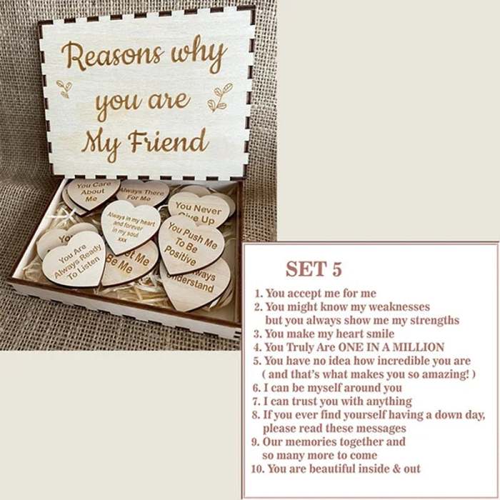 (49% OFF)Why You Are My Friend Wooden Box and Heart Tokens