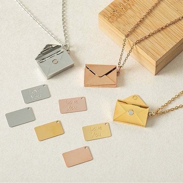 Secret Message Envelope Pendant Necklace